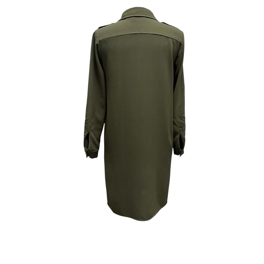 Linea by Louis Dell’Olio Oversized Shirt Dress XS Olive Green Crepe Gauze - Picture 6 of 11